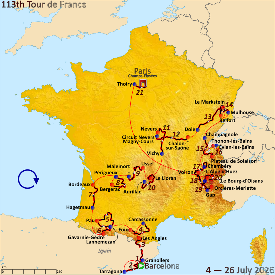 Route der Tour de France 2026
